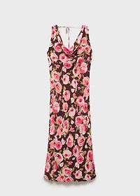 Floral dress with draped neck