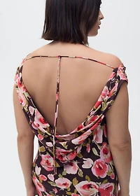 Floral dress with draped neck