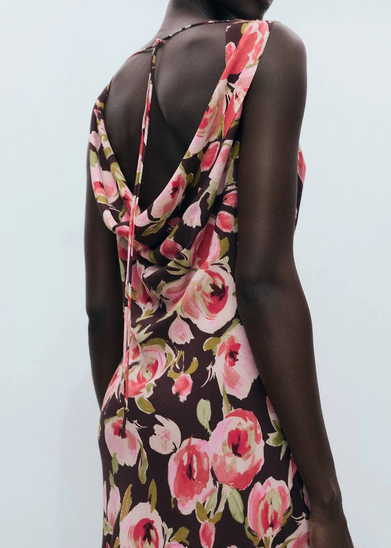 Floral dress with draped neck