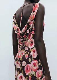 Floral dress with draped neck