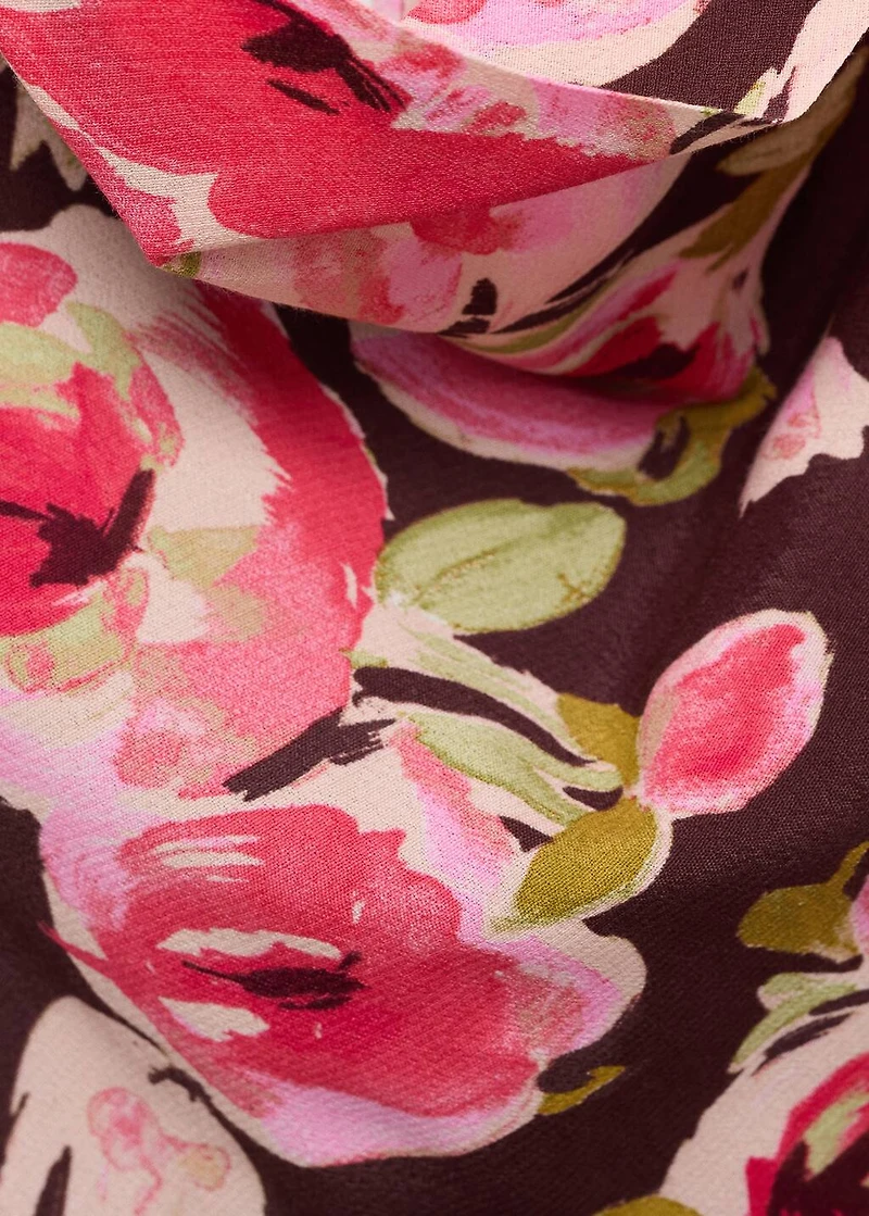 Floral dress with draped neck