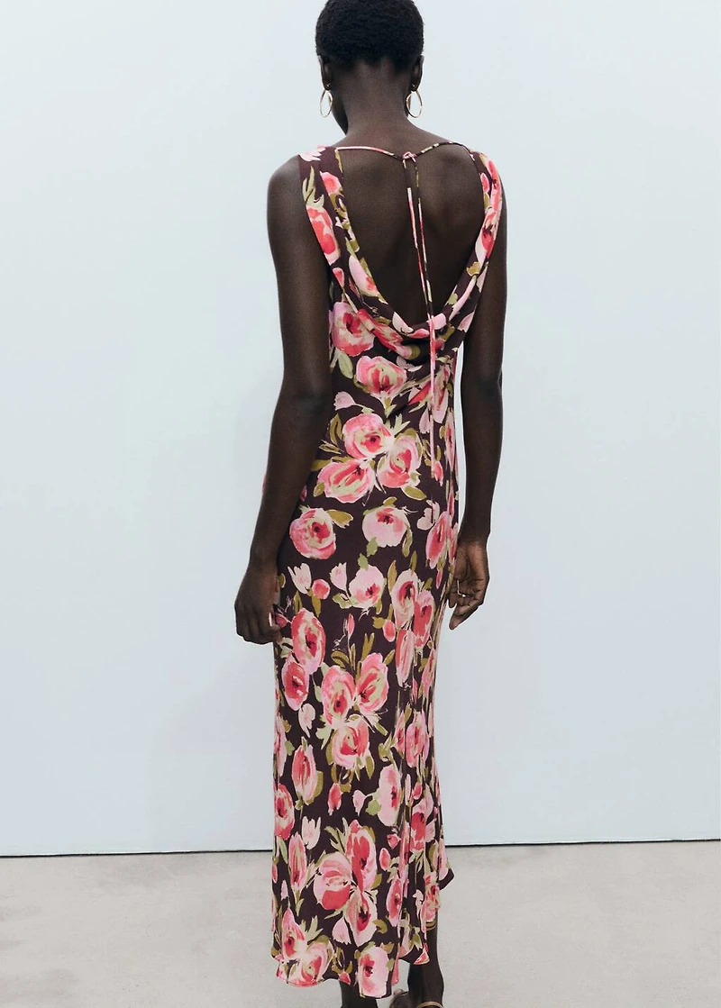 Floral dress with draped neck