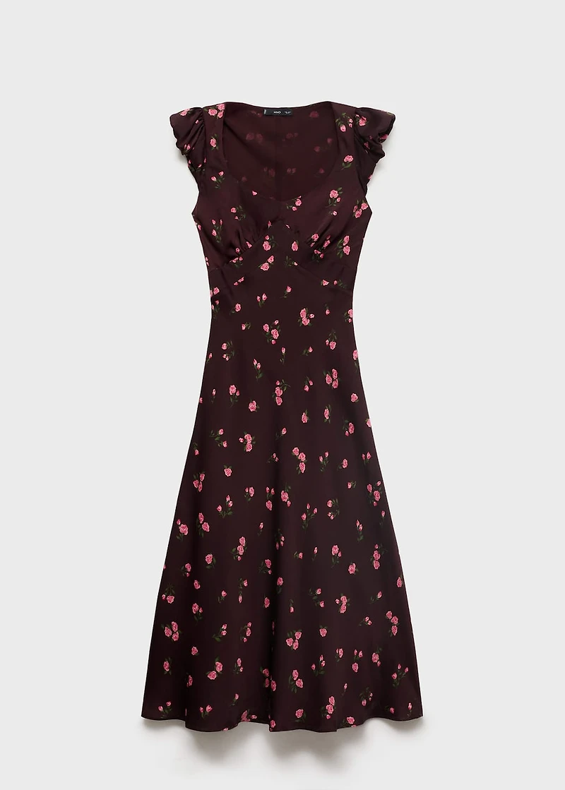 Short-sleeved floral midi-dress