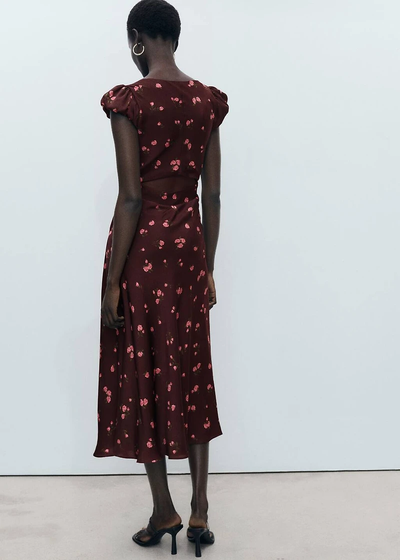 Short-sleeved floral midi-dress