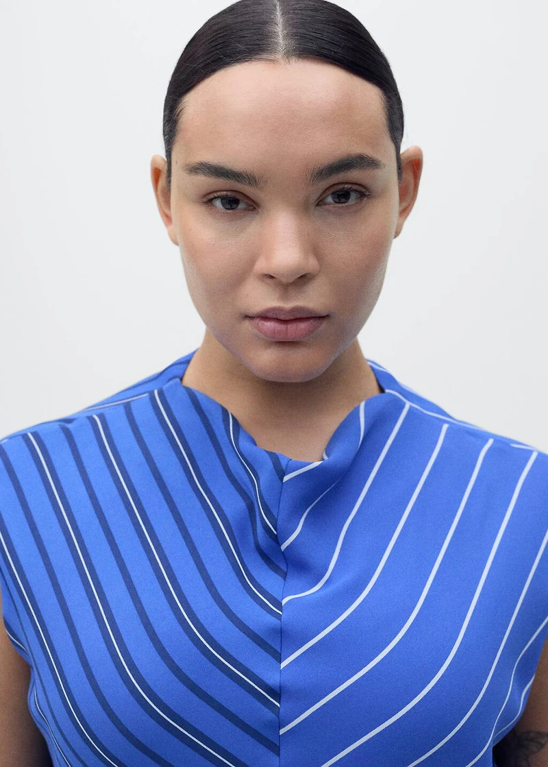 Combined striped flared dress