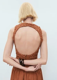 Combined open-back textured dress