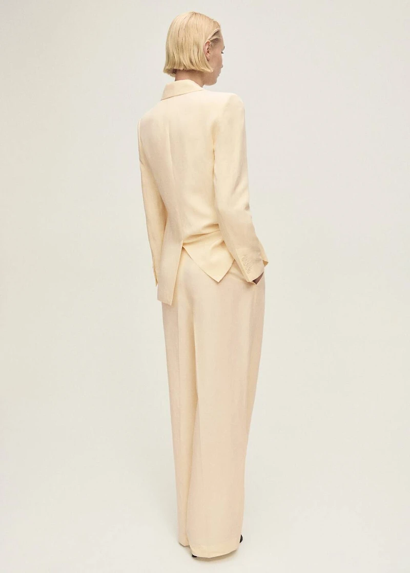 Straight-fit linen-blend suit pants