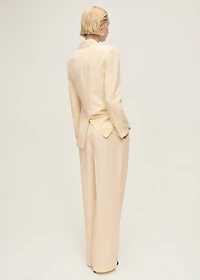 Straight-fit linen-blend suit pants