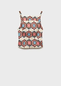 Printed boat-neck top