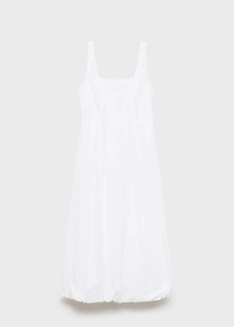 Embroidered dress with puffed hem