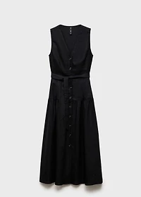 Linen midi-dress with belt