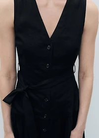 Linen midi-dress with belt