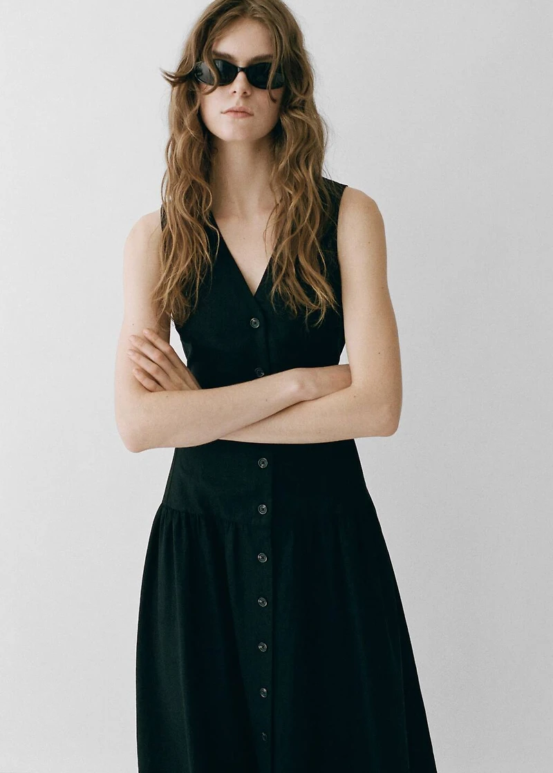 Linen midi-dress with belt