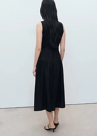 Linen midi-dress with belt