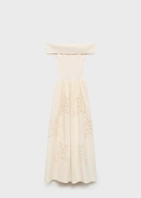 Combined dress with embroidered details