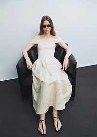 Combined dress with embroidered details