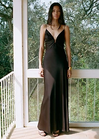 V-neck satin dress