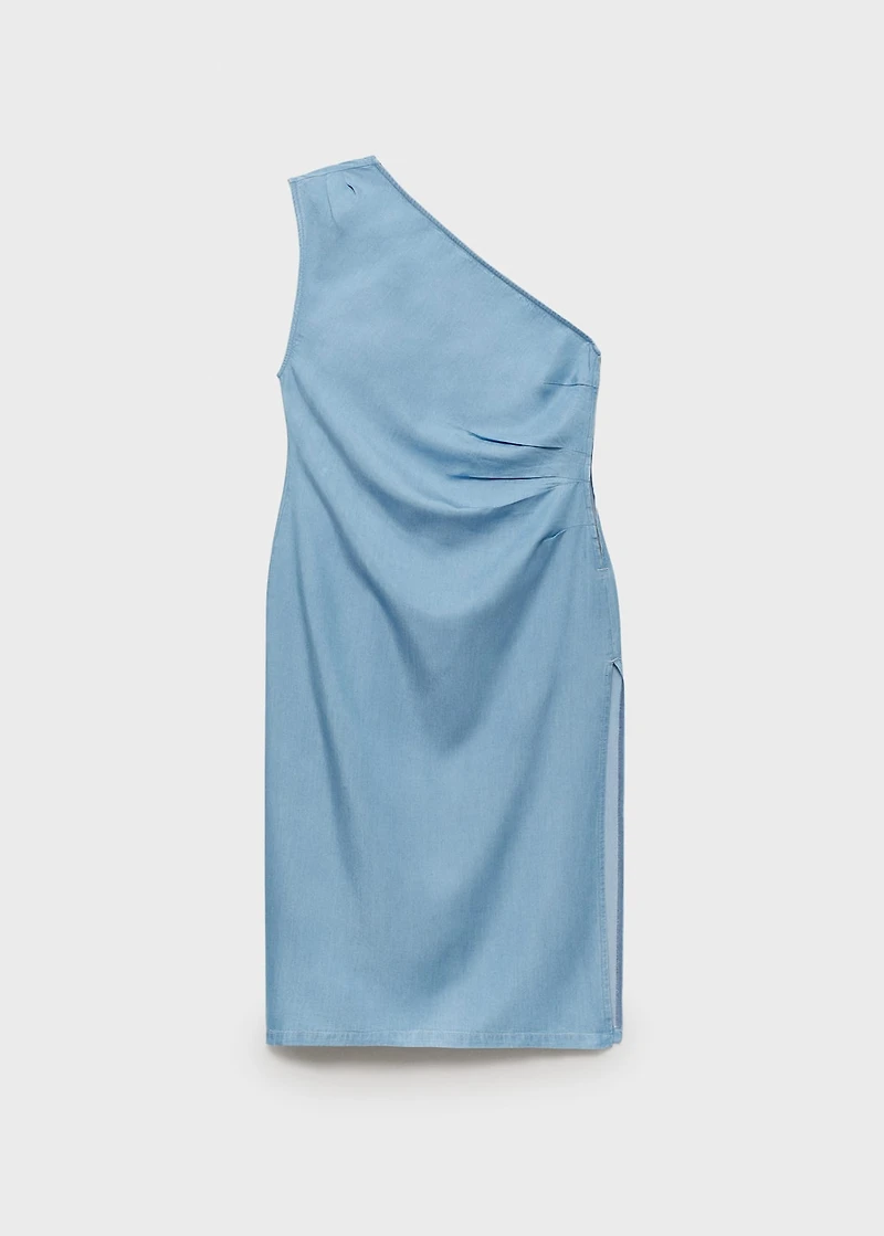 Draped asymmetrical lyocell dress