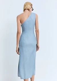 Draped asymmetrical lyocell dress