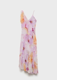 Floral-print dress with asymmetrical straps