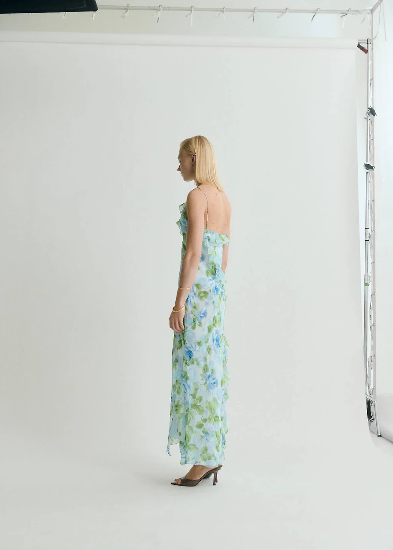 Ruffled floral print dress