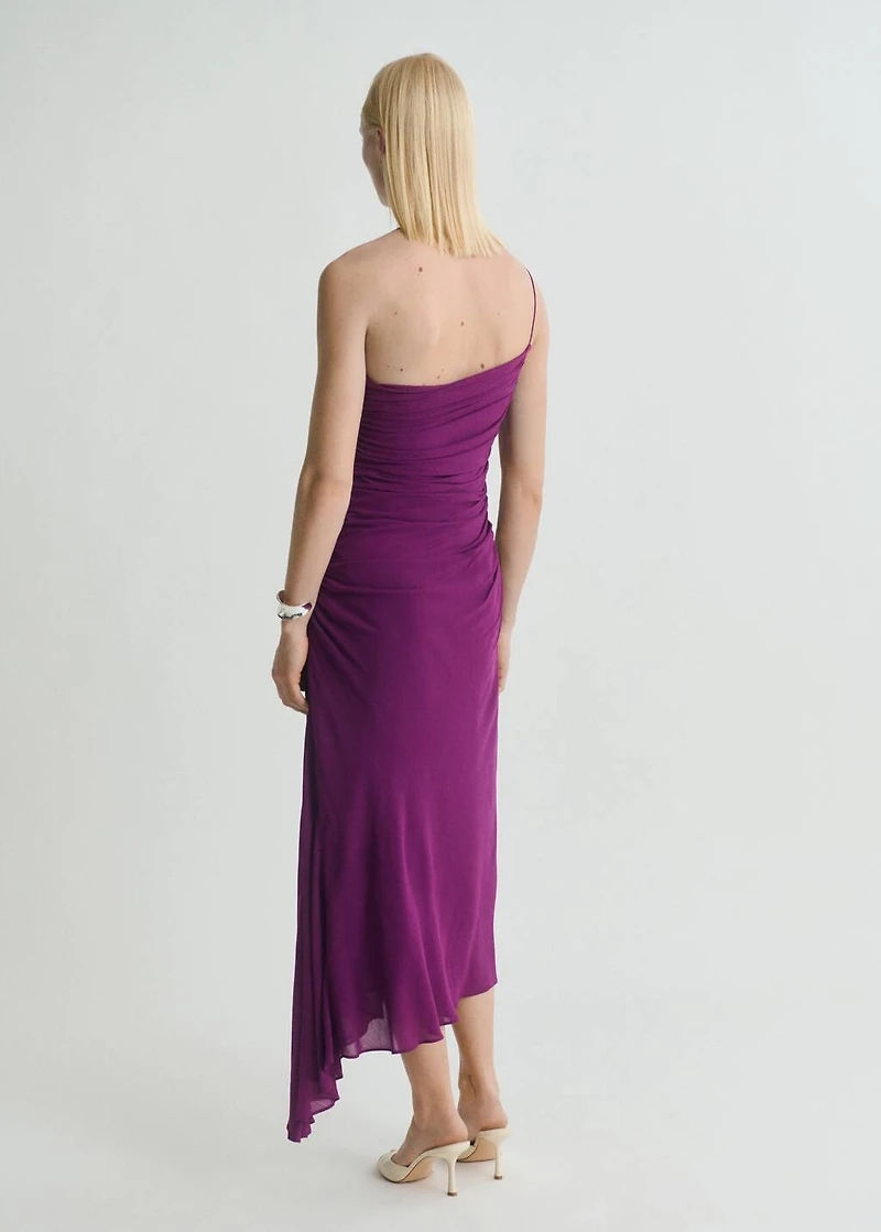 Asymmetrical dress with gathered sides