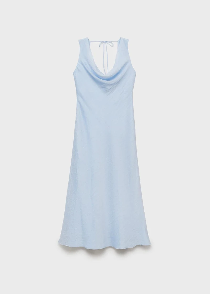 Midi-dress with draped neckline