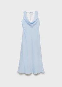 Midi-dress with draped neckline