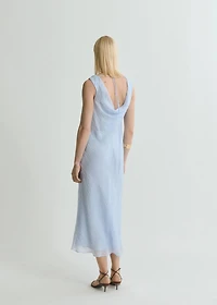Midi-dress with draped neckline