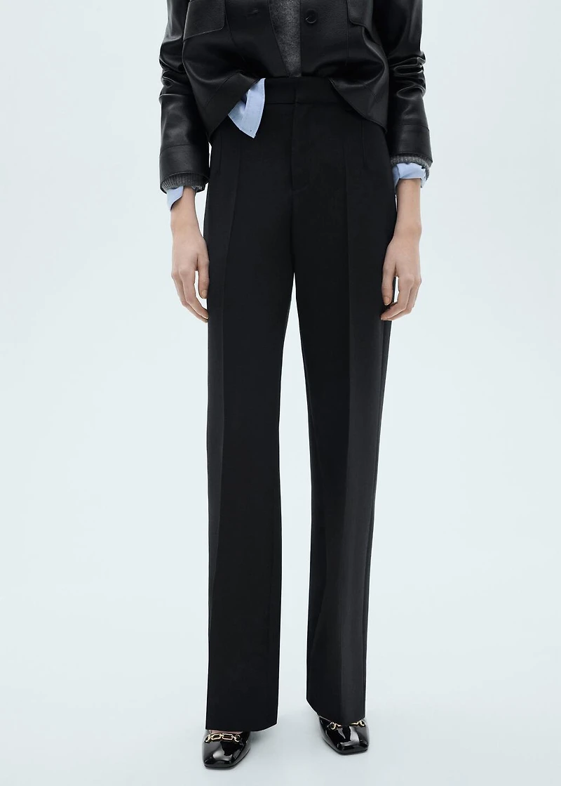 Straight-fit pleated pants