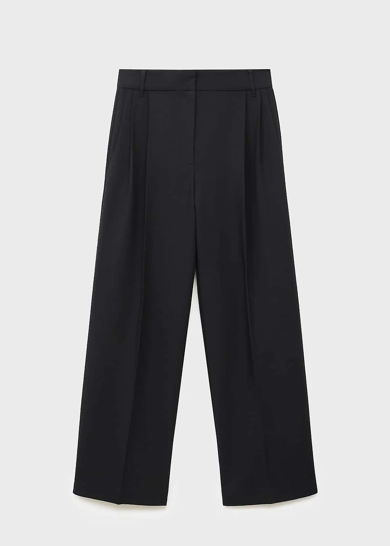 Straight-fit pleated pants