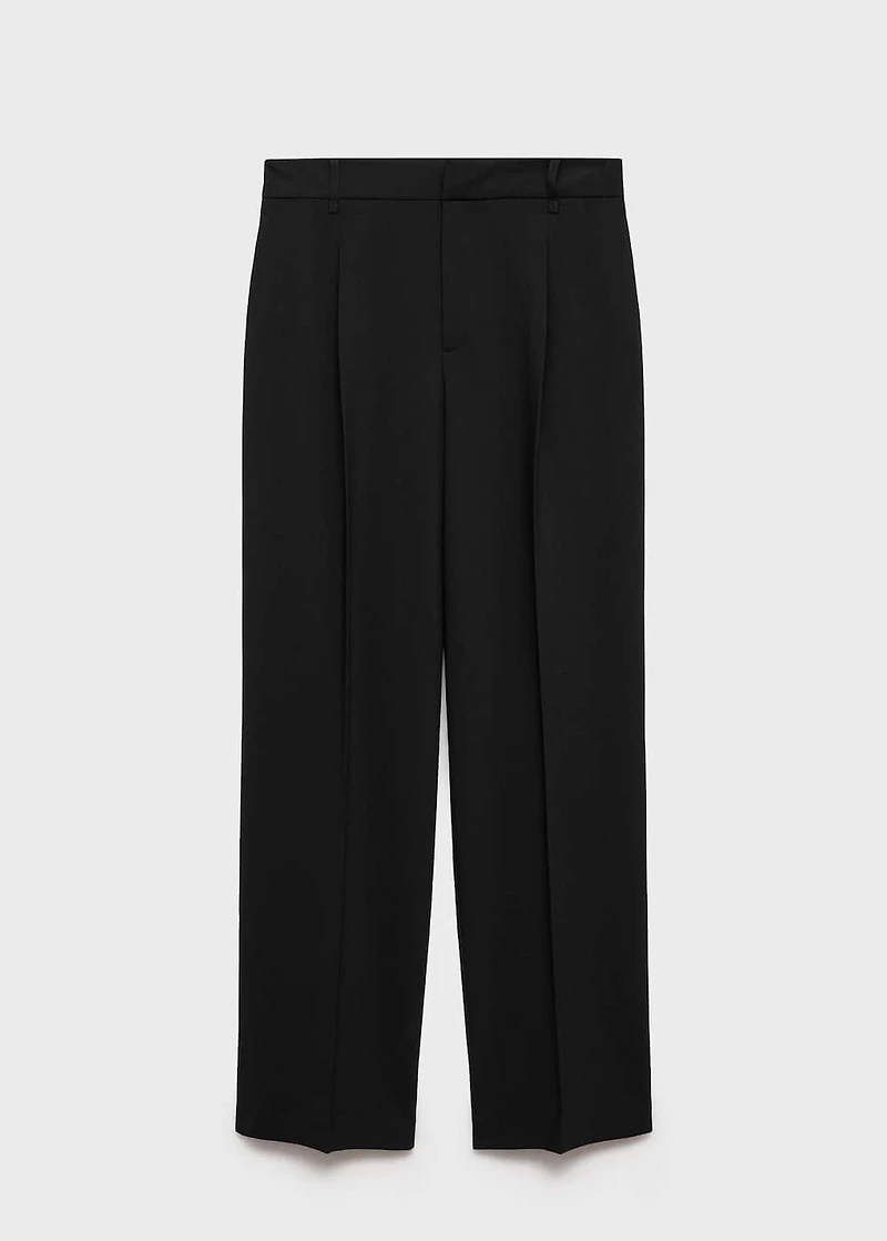 Straight-fit pleated pants