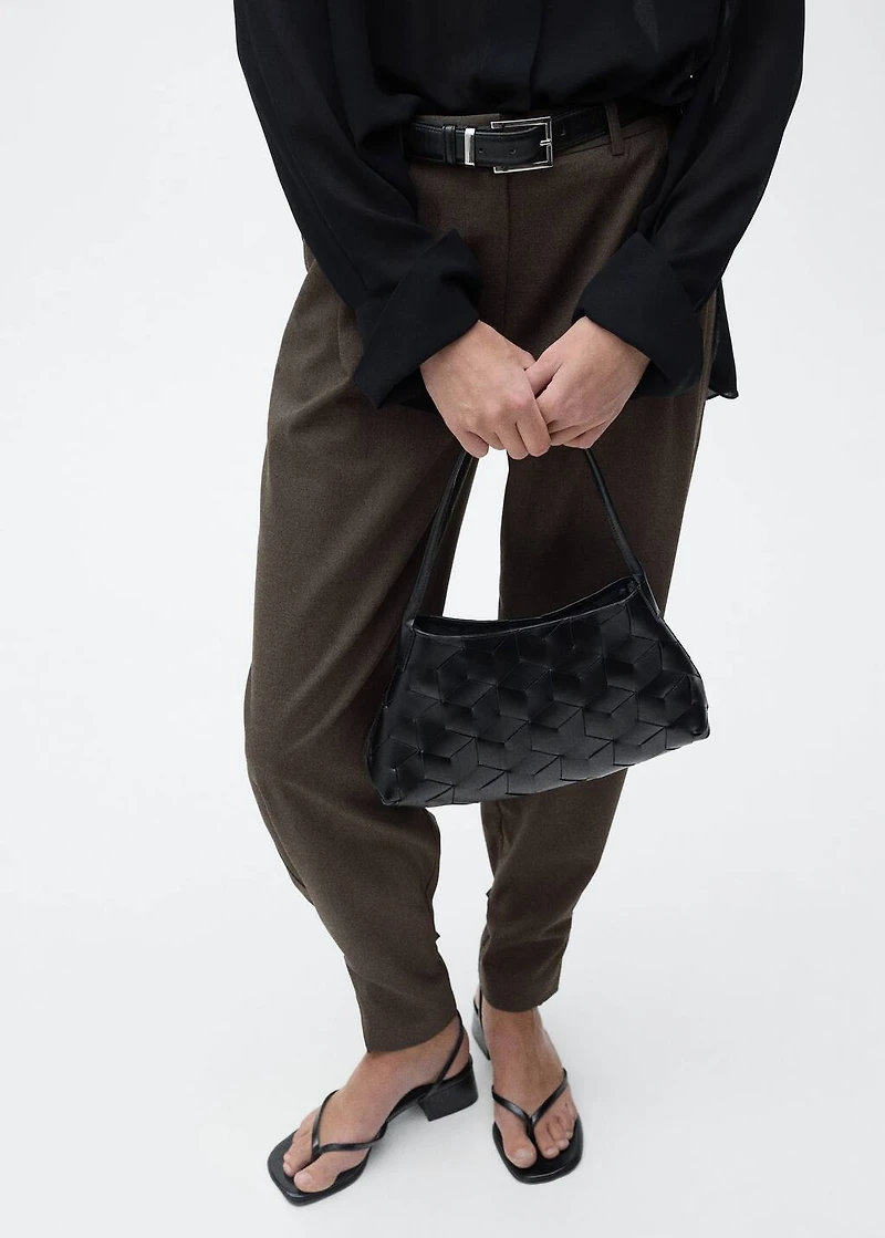 Buttoned-hem wide leg pants