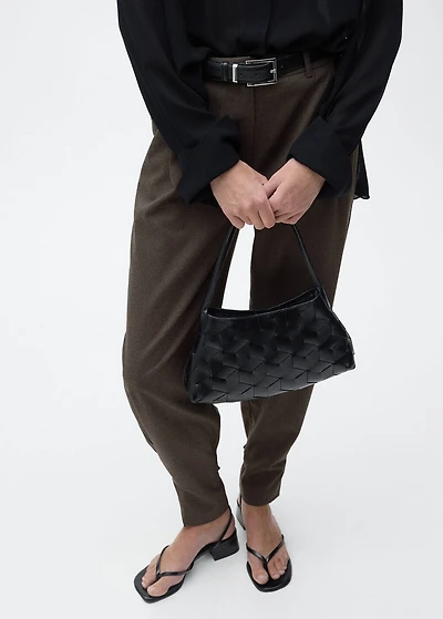 Buttoned-hem wide leg pants