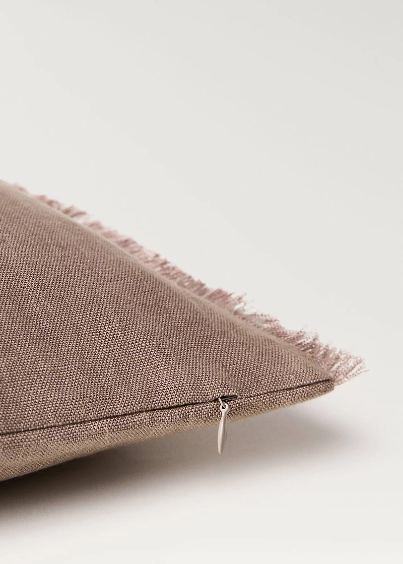 Linen cushion cover with fringes 50x50 cm