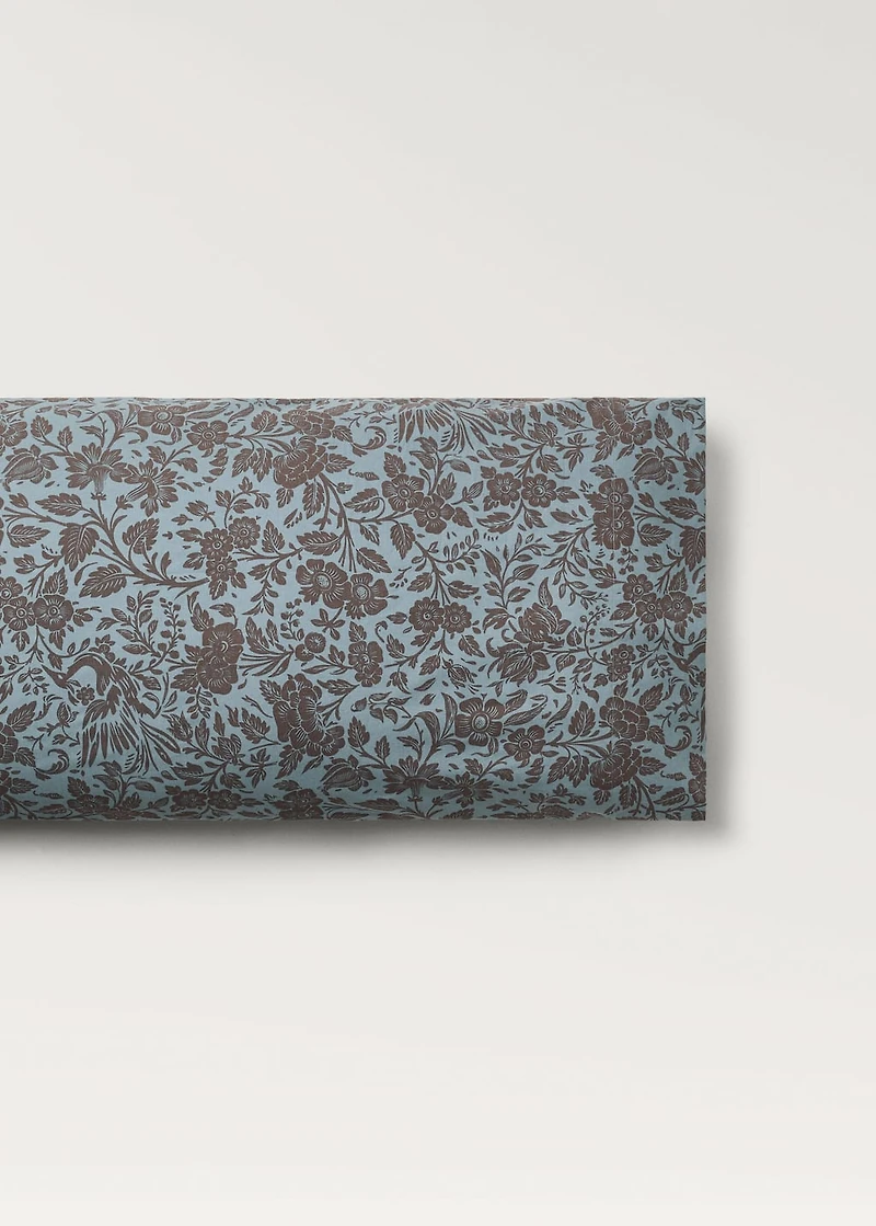 Cotton percale printed two-tone floral pillowcase 45x110 cm