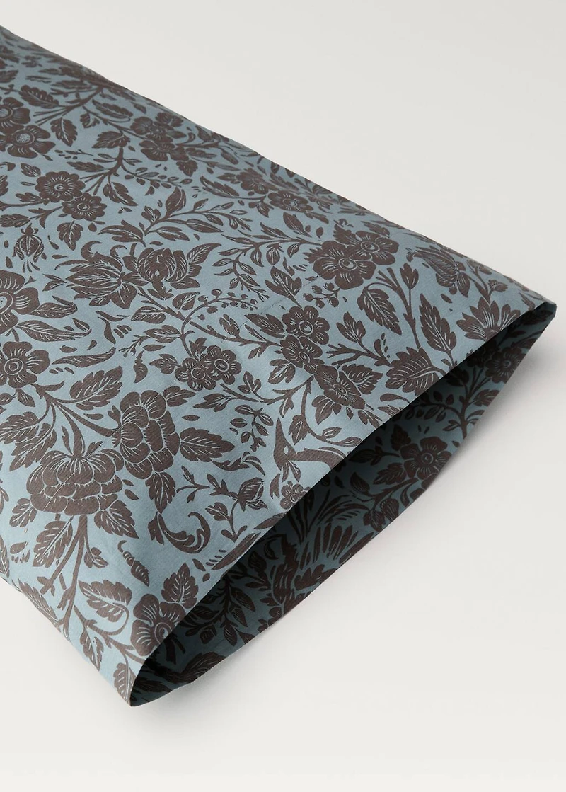 Cotton percale printed two-tone floral pillowcase 45x110 cm