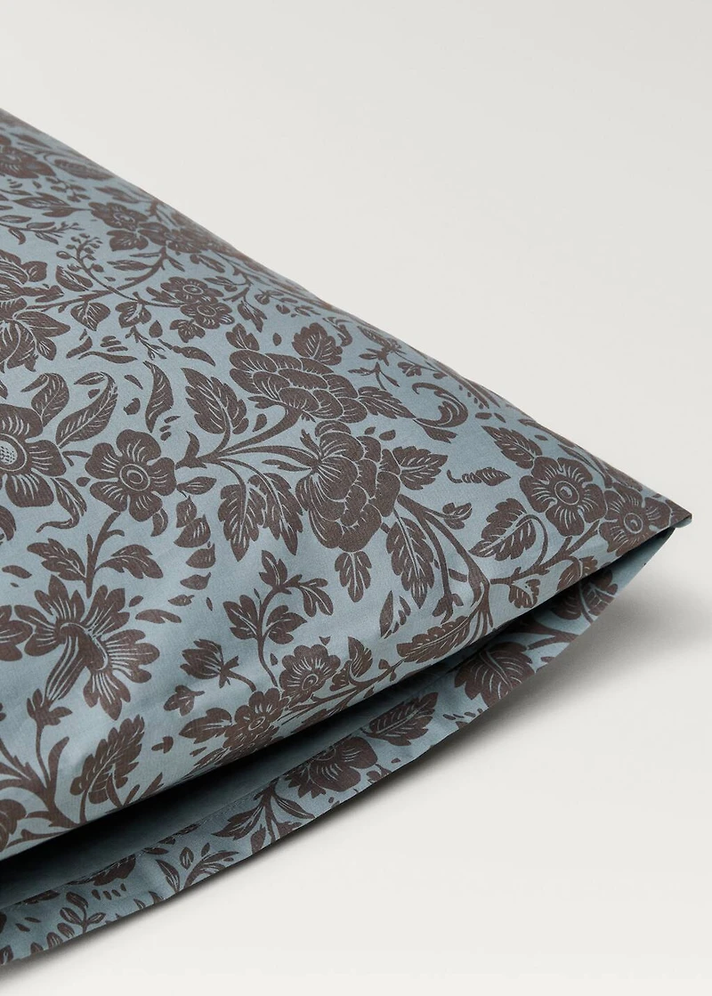 Two cotton percale two-tone floral-print pillowcases 50x75 cm