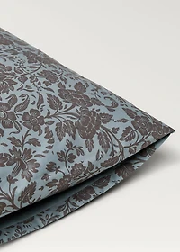 Two cotton percale two-tone floral-print pillowcases 50x75 cm