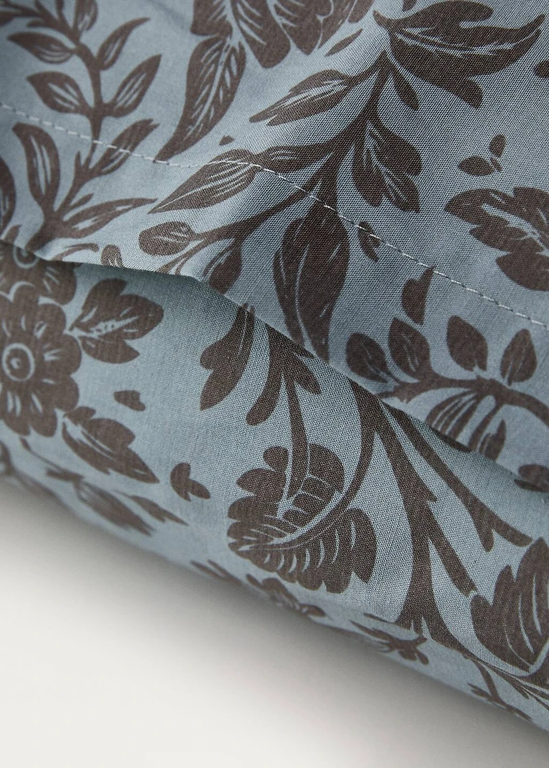 Two cotton percale two-tone floral-print pillowcases 50x75 cm
