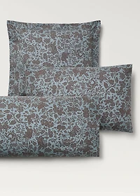 Two cotton percale two-tone floral-print pillowcases 50x75 cm