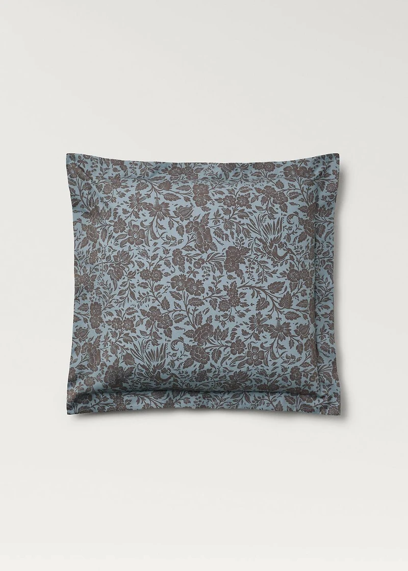 Two cotton percale two-tone floral-print pillowcases 60x60 cm