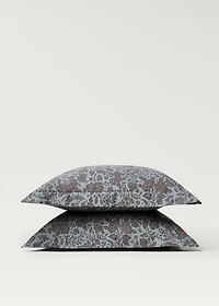Two cotton percale two-tone floral-print pillowcases 60x60 cm
