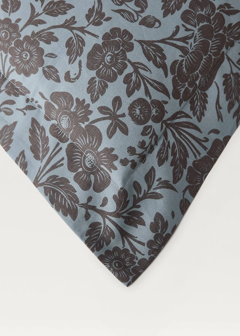 Two cotton percale two-tone floral-print pillowcases 60x60 cm