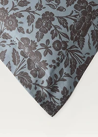 Two cotton percale two-tone floral-print pillowcases 60x60 cm