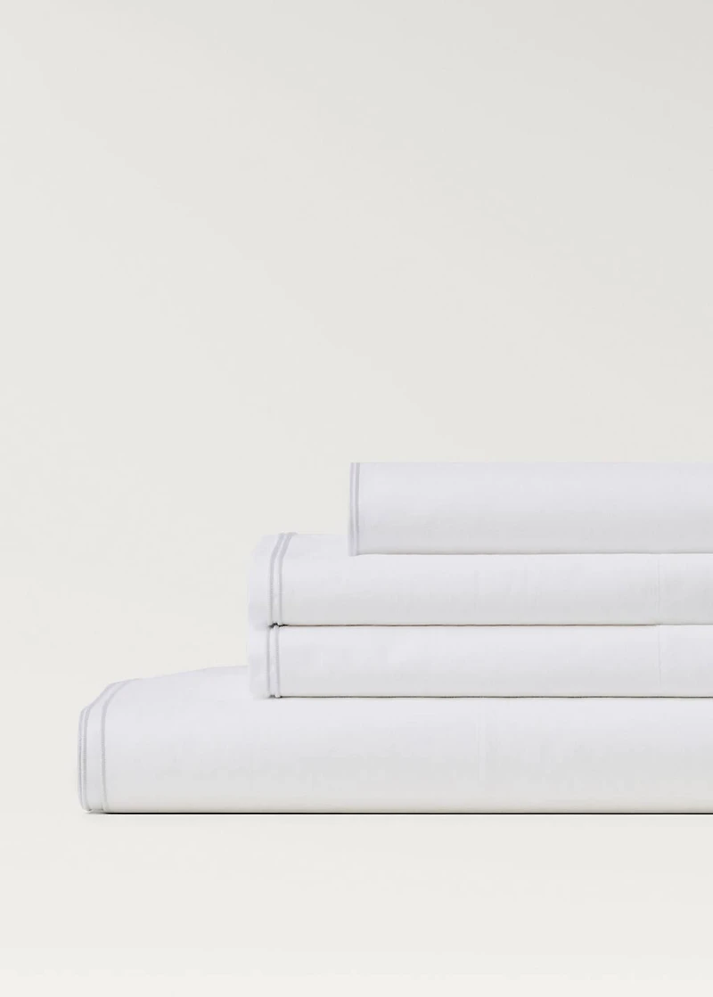 Percale cotton top sheet with double overlock for 180/200 cm bed