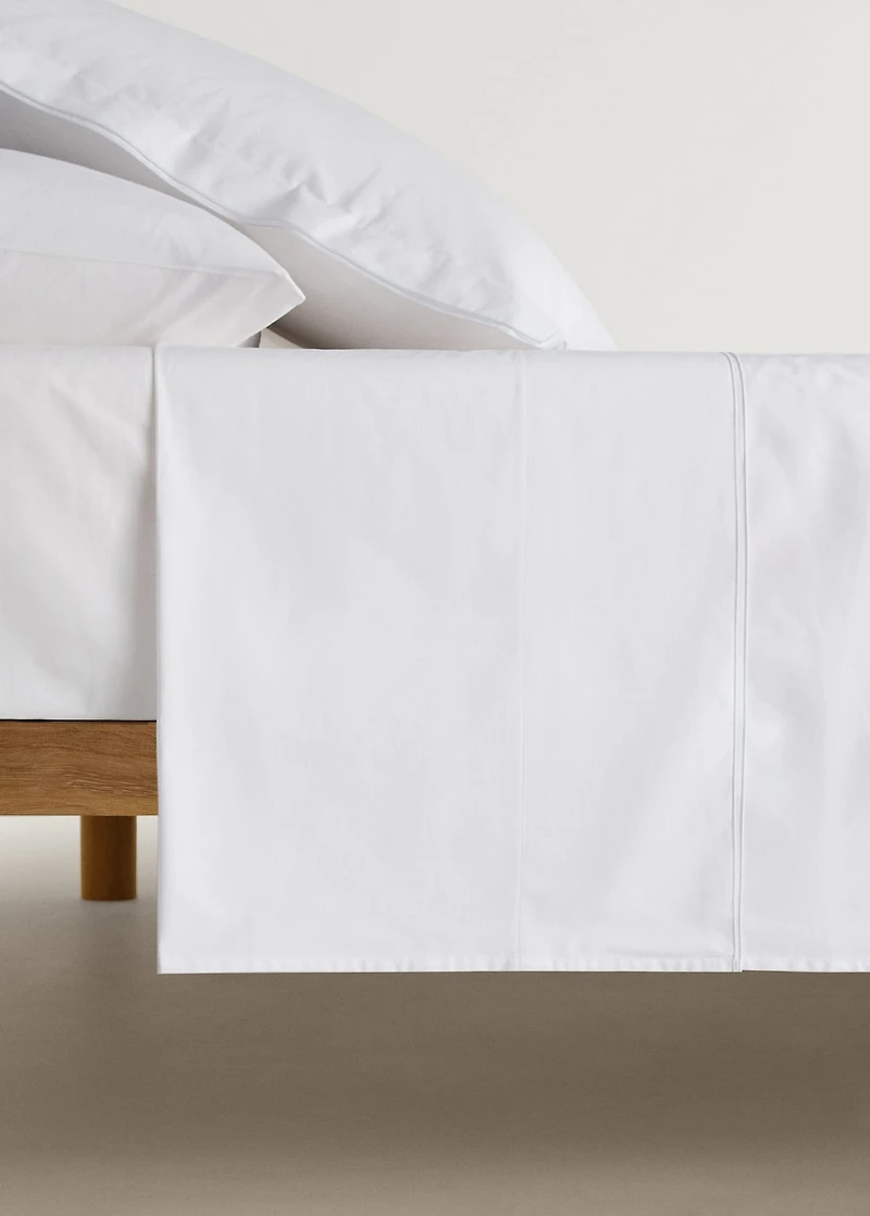 Percale cotton top sheet with double overlock for 135/140 cm bed