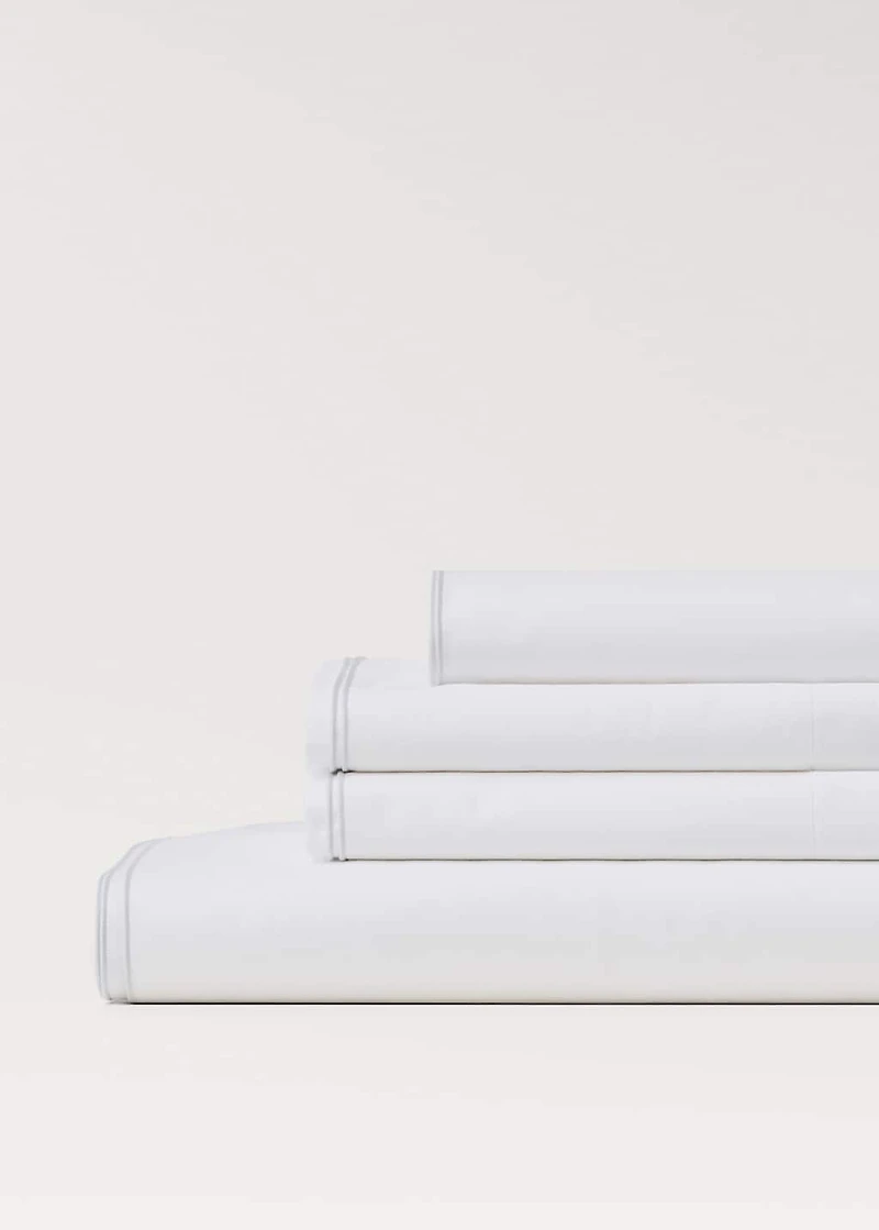 Percale cotton top sheet with double overlock for 135/140 cm bed