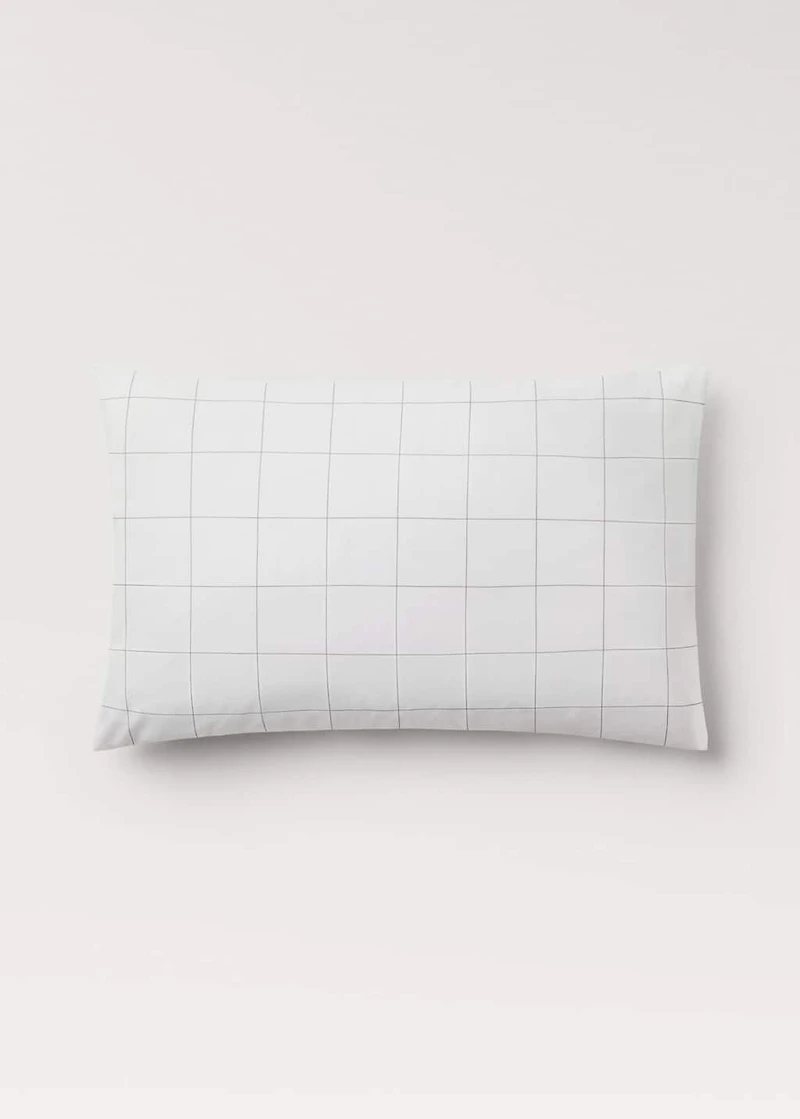 Two cotton percale two-tone check pillowcases 50x75 cm