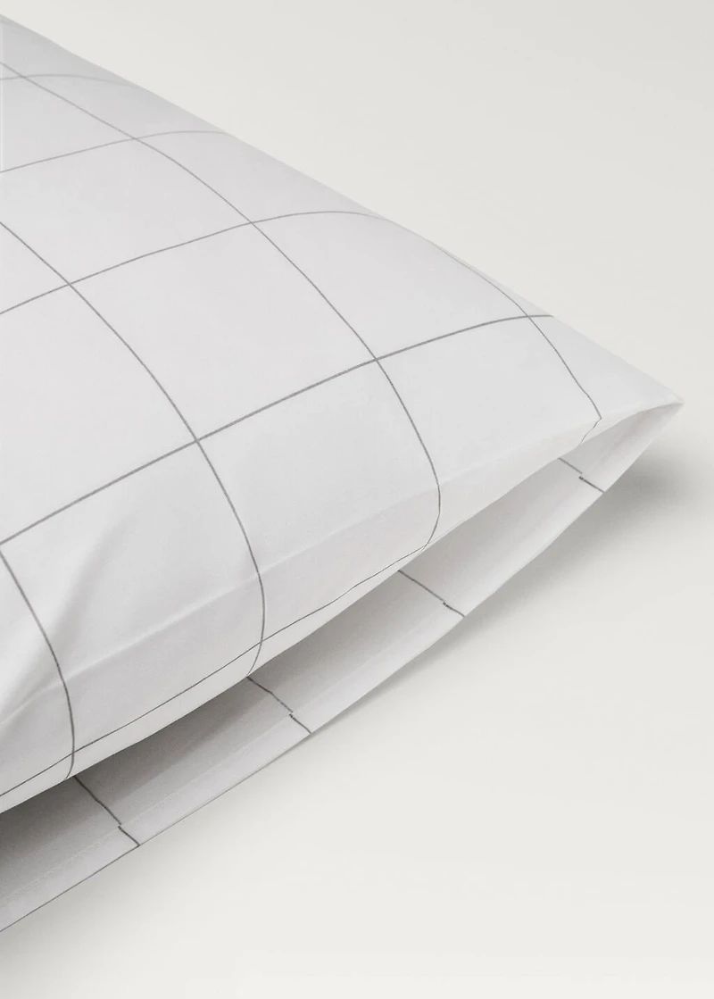 Two cotton percale two-tone check pillowcases 50x75 cm